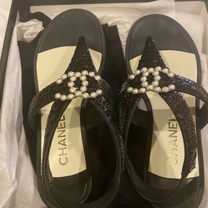 Chanel sandals like new wore 3 times coat $1300 new